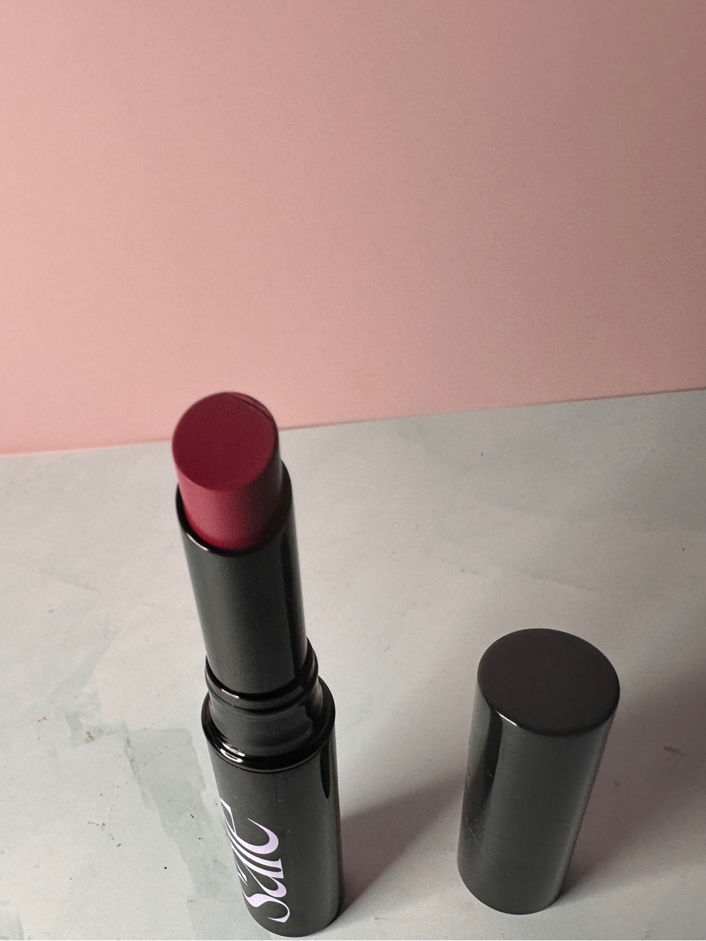 Saie Creamy Matte Lipstick in Deep Rose POP